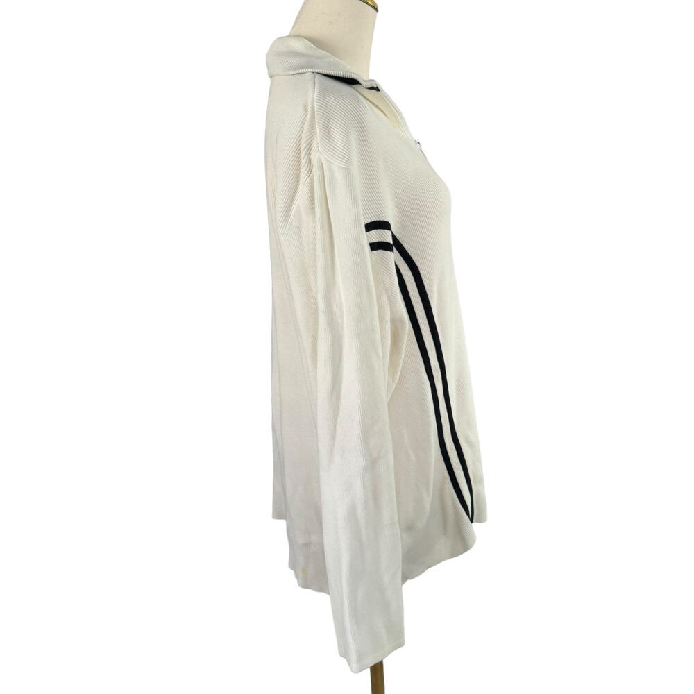 Tommy Hilfiger Vintage Zip-Up Sweater Jacket White Preppy Casual Rib Knit 2XL - Picture 13 of 16